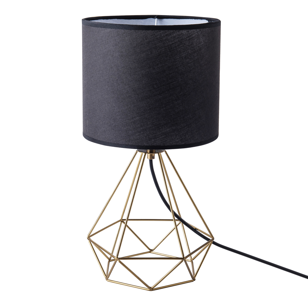Černo-zlatá geometrická stolní lampa HIRA