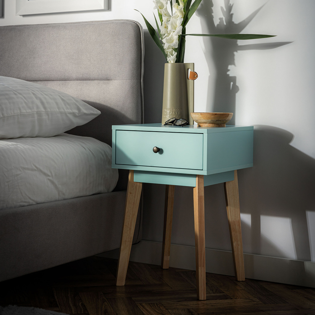 Noční stolek se zásuvkou TORMA modrý