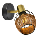 Nástěnná lampa ratan černo-zlatá COPA