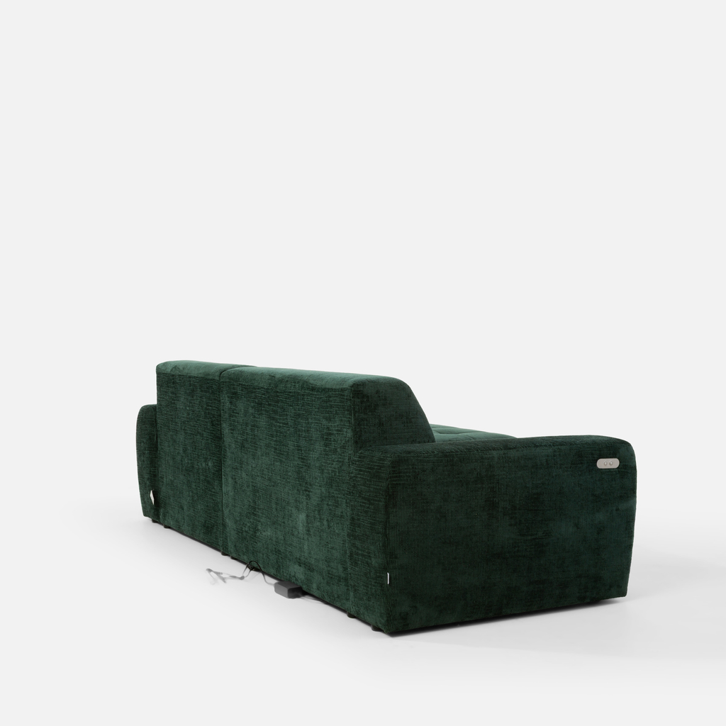 Rohová sedačka s elektrickým nastavením sedáku SAVINON S lahvově zelená lavá