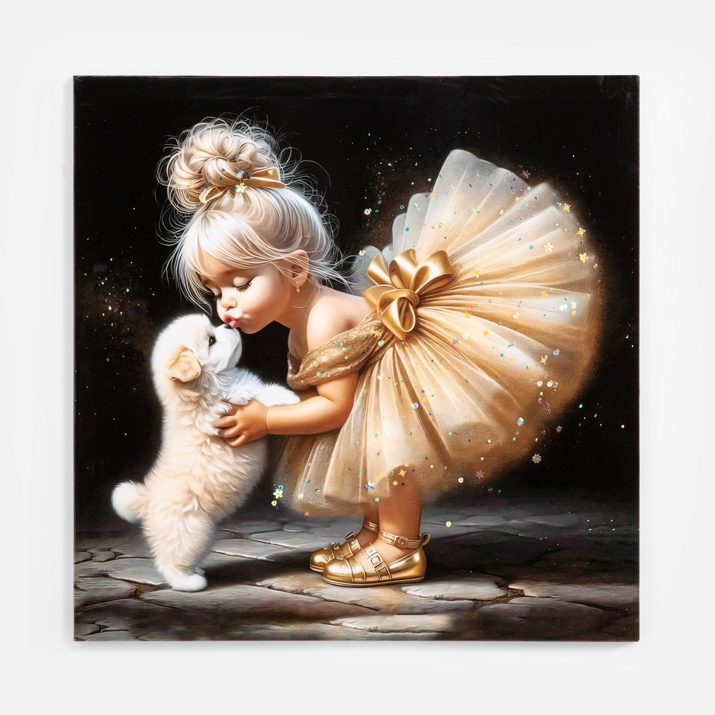 Obraz na plátně, holčička s pejskem 60x60 cm