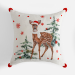 Vánoční povlak na polštář RETRO SRNKA bílý 45x45 cm