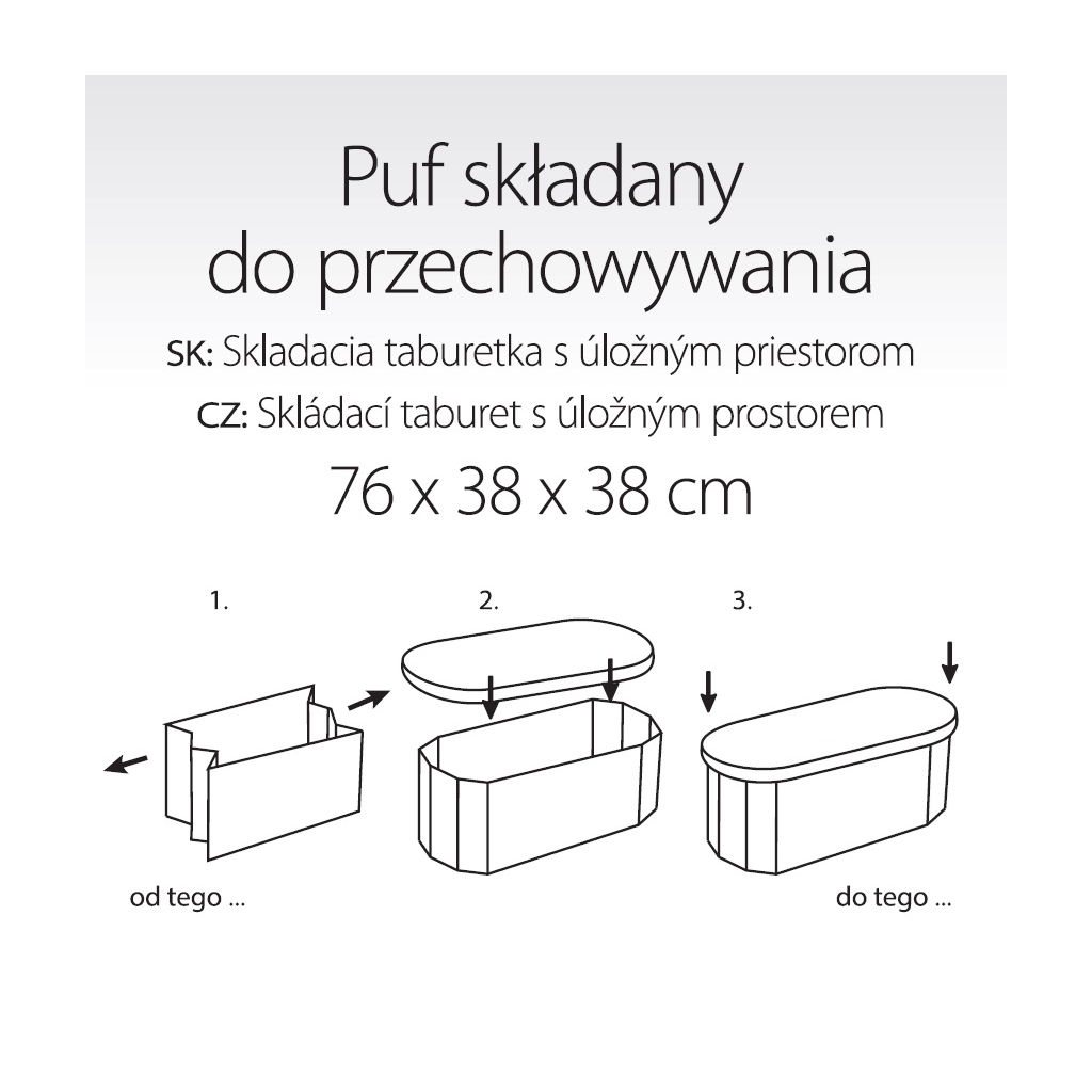 Bílý skládací taburet 76x38x38 cm