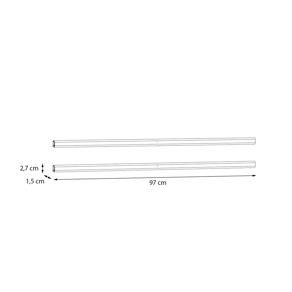 Sada 2 osvětlených šatních tyčí 97 cm