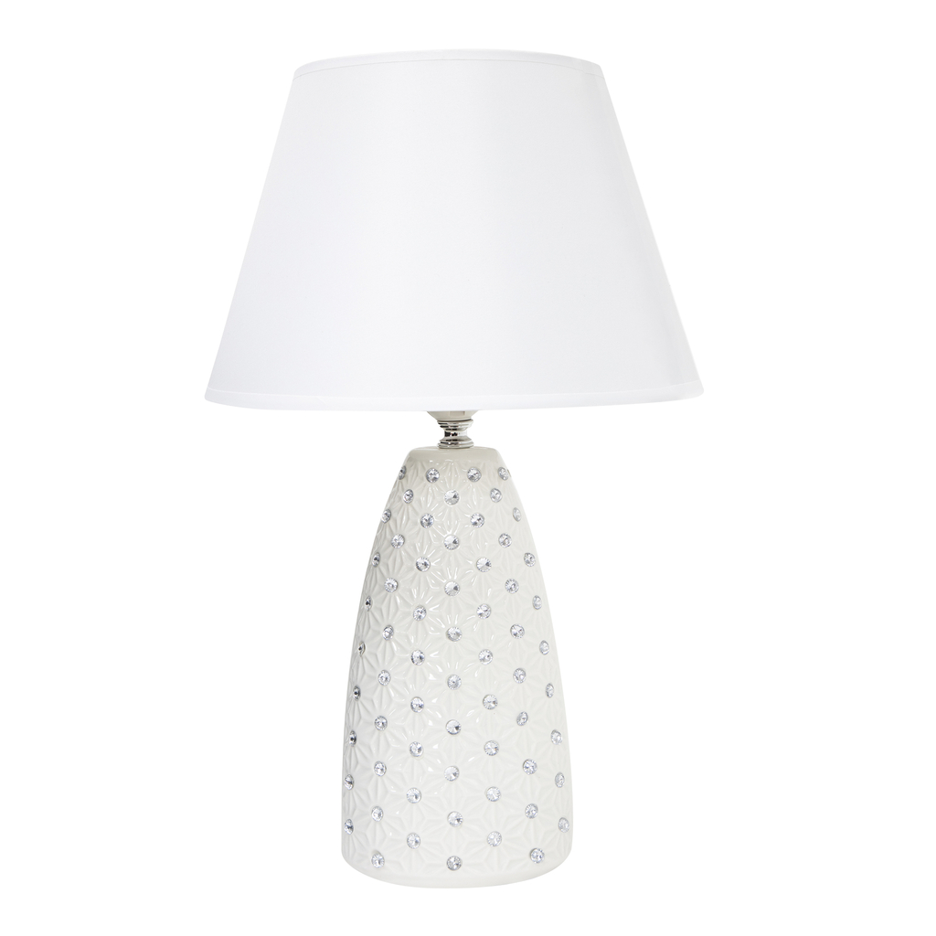 Bílá keramická stolní lampa glamour 41 cm