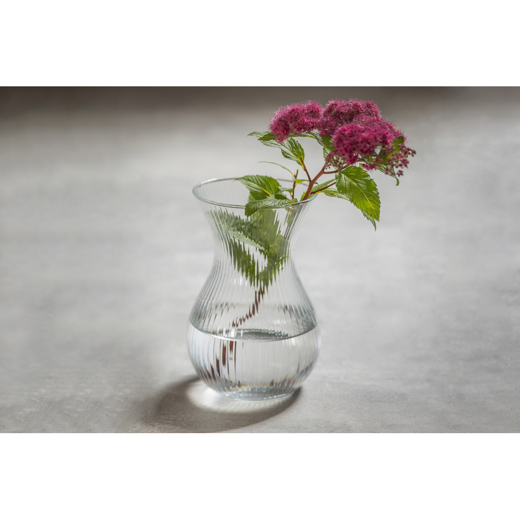 Pruhovaná skleněná váza LYRA 18 cm