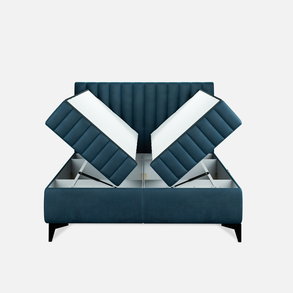 Postel boxspring VERONA 140x200 cm tmavě modrá