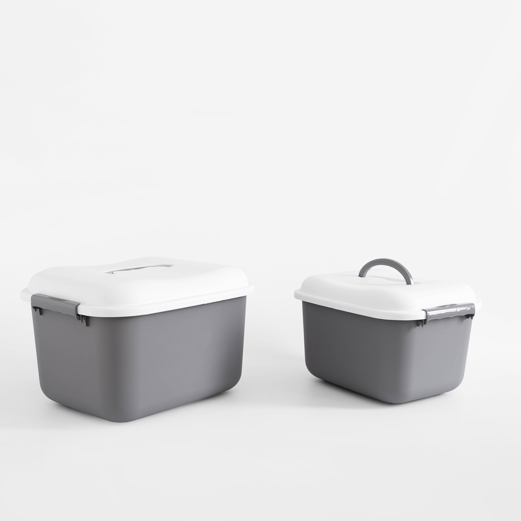 Úložný box na kolečkách, bílo-šedý 46x37x30 cm