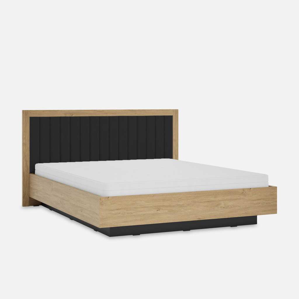 Postel s roštem a úložným prostorem MARTINO 160x200, černá.