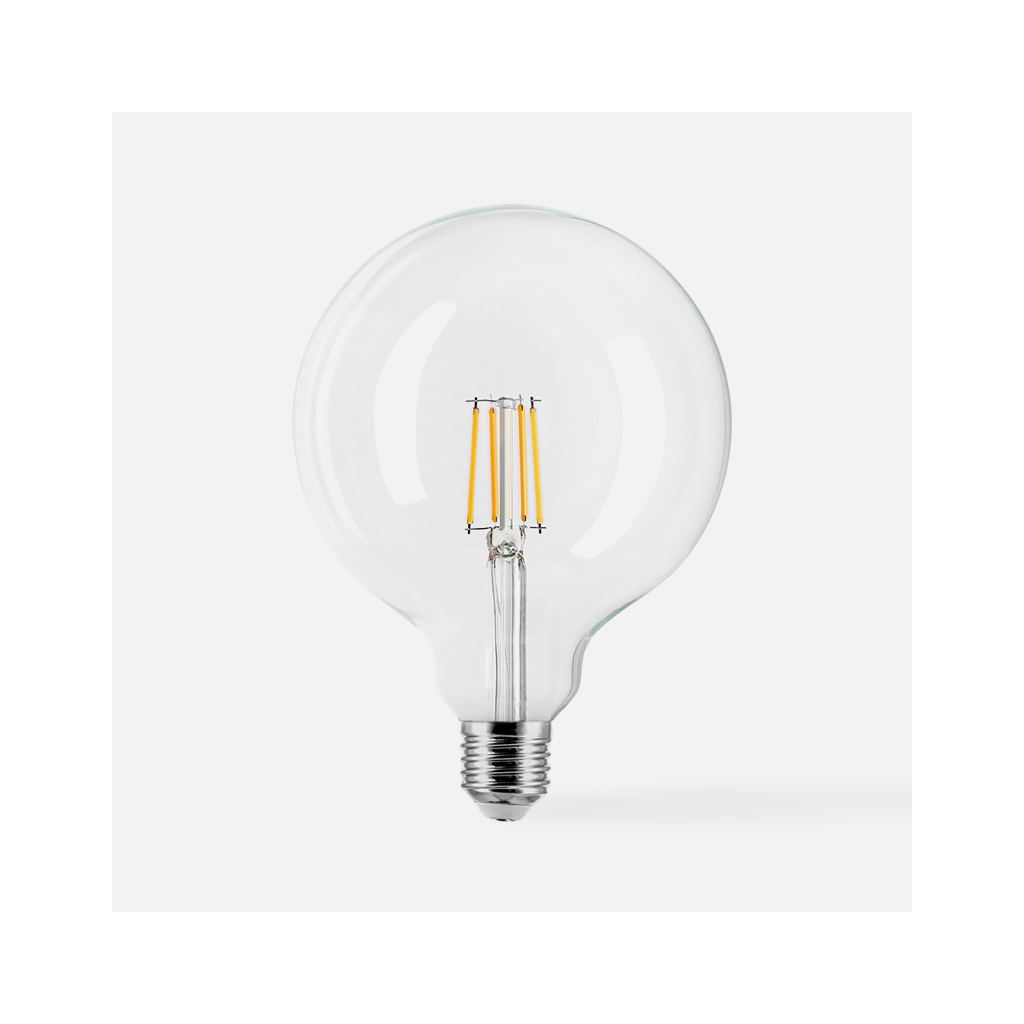 LED žárovka teplá barva ORO-CLARO-E27-G125-7W-WW