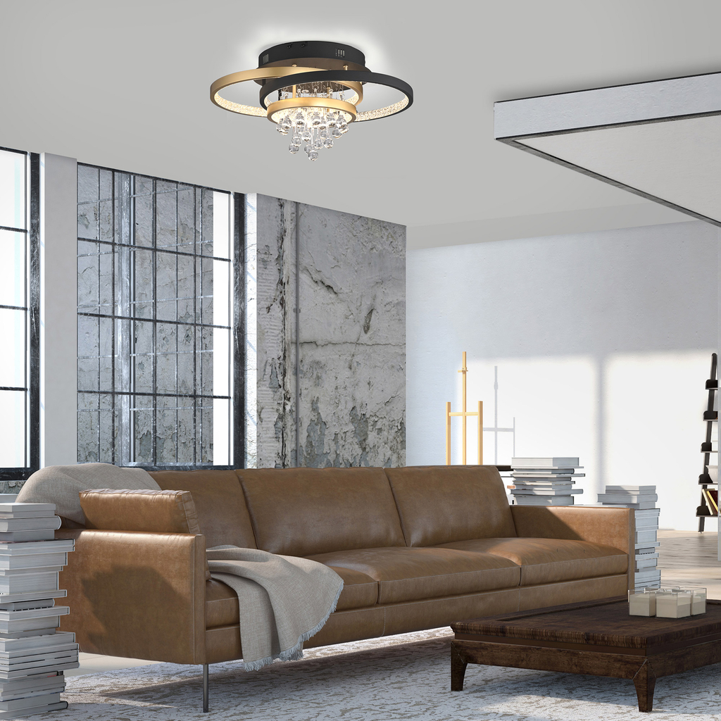 Černo-zlaté LED stropní svítidlo ROTAZO