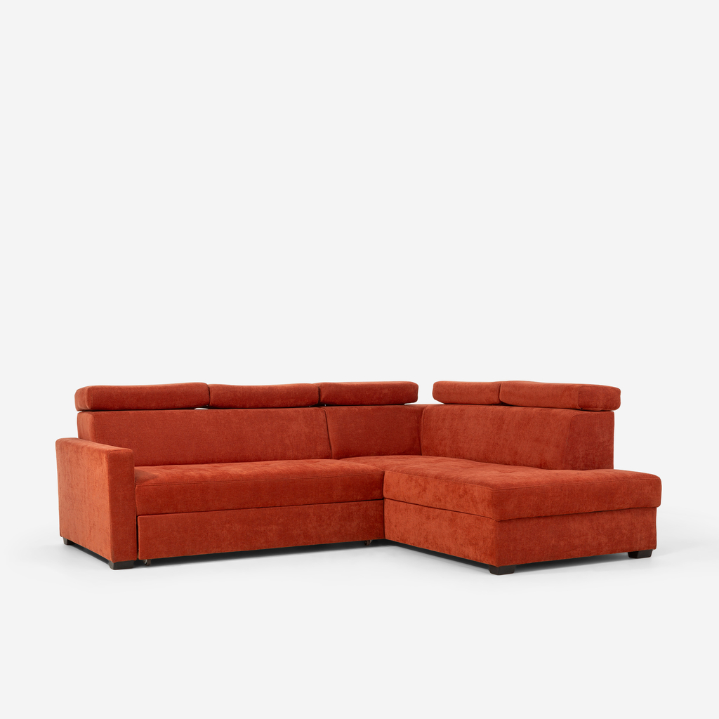 Cihlová rozkládací rohová sedací souprava FEN 5P pravá