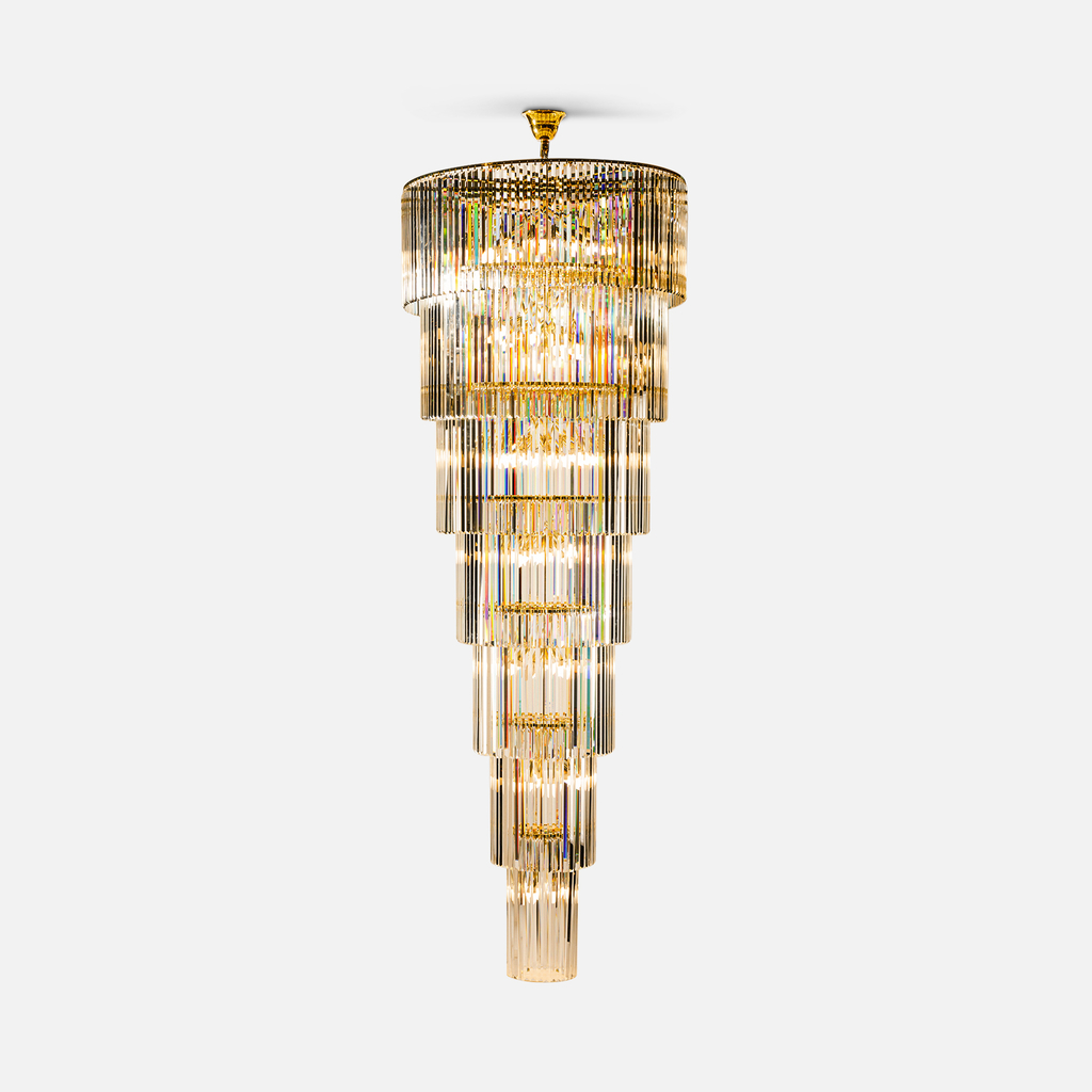 Lampa wisząca do salonu glamour złota LUXE 330 cm