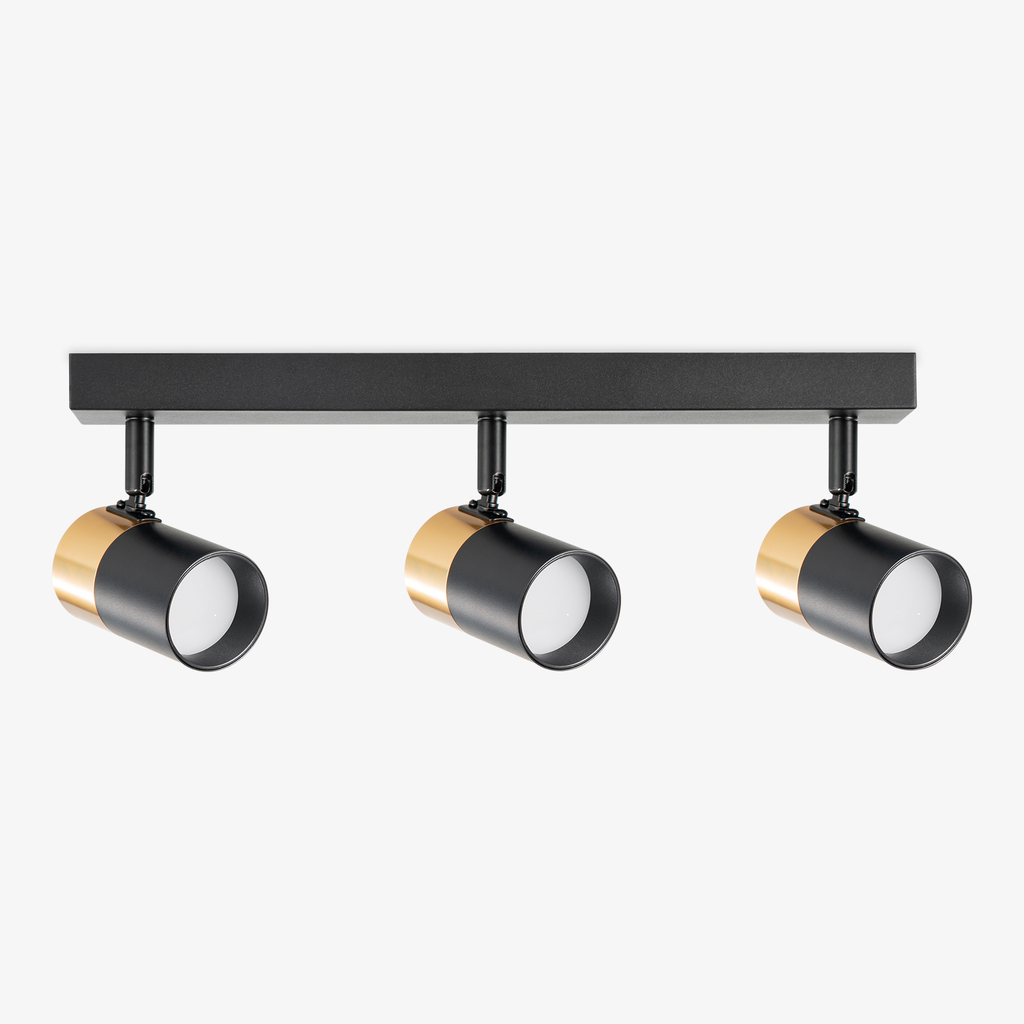 Stropní svítidlo se 3 nastavitelnými bodovými světly černo-zlaté FORI
