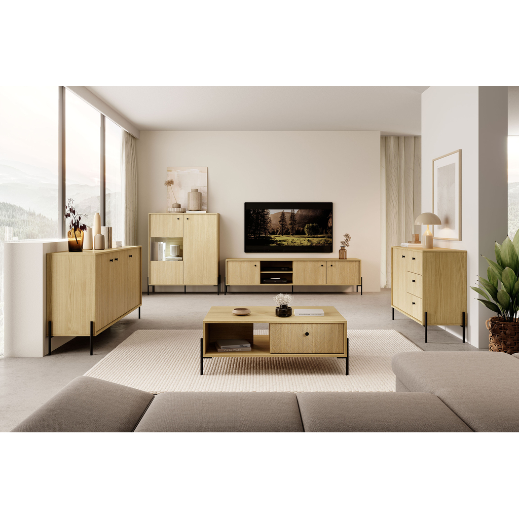 TV skříňka s policemi SCANDI 206,6 cm