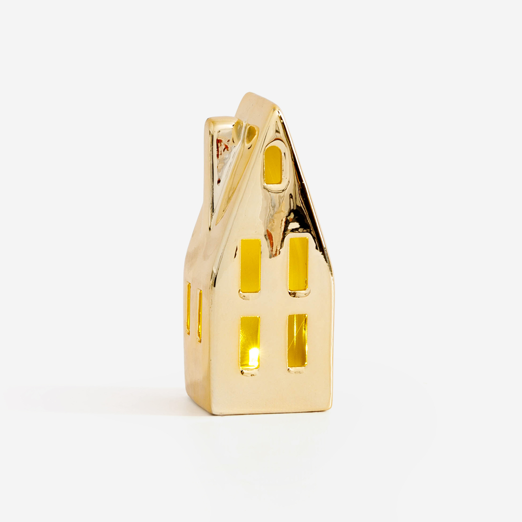 Dekorativní LED domeček zlatý 13,2 cm