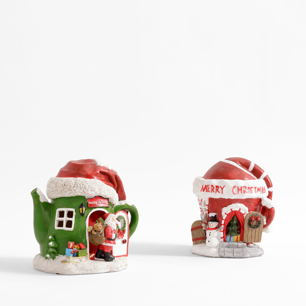 Vánoční dekorace LED CHALOUPKA červená 20,5 cm