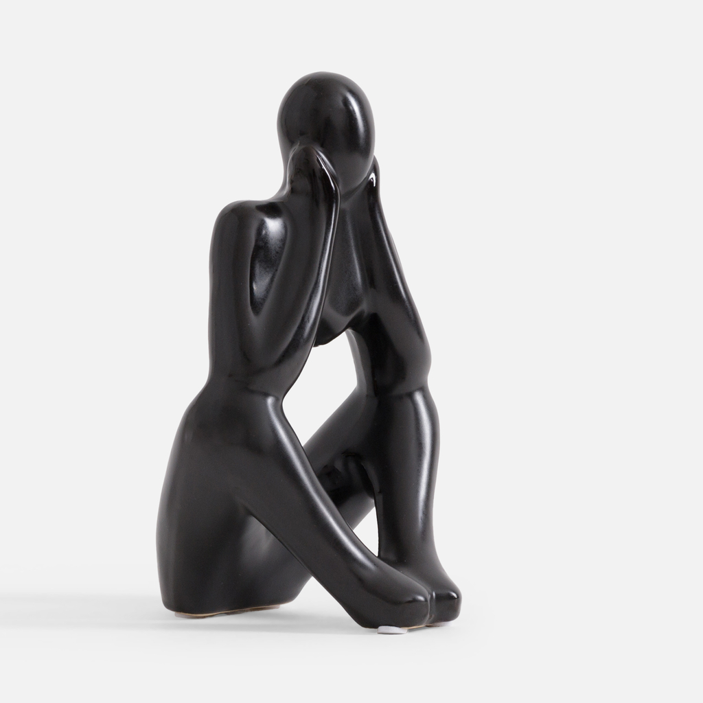 Černá dekorativní figurka ZAMYŠLENÝ ČLOVĚK 19 cm