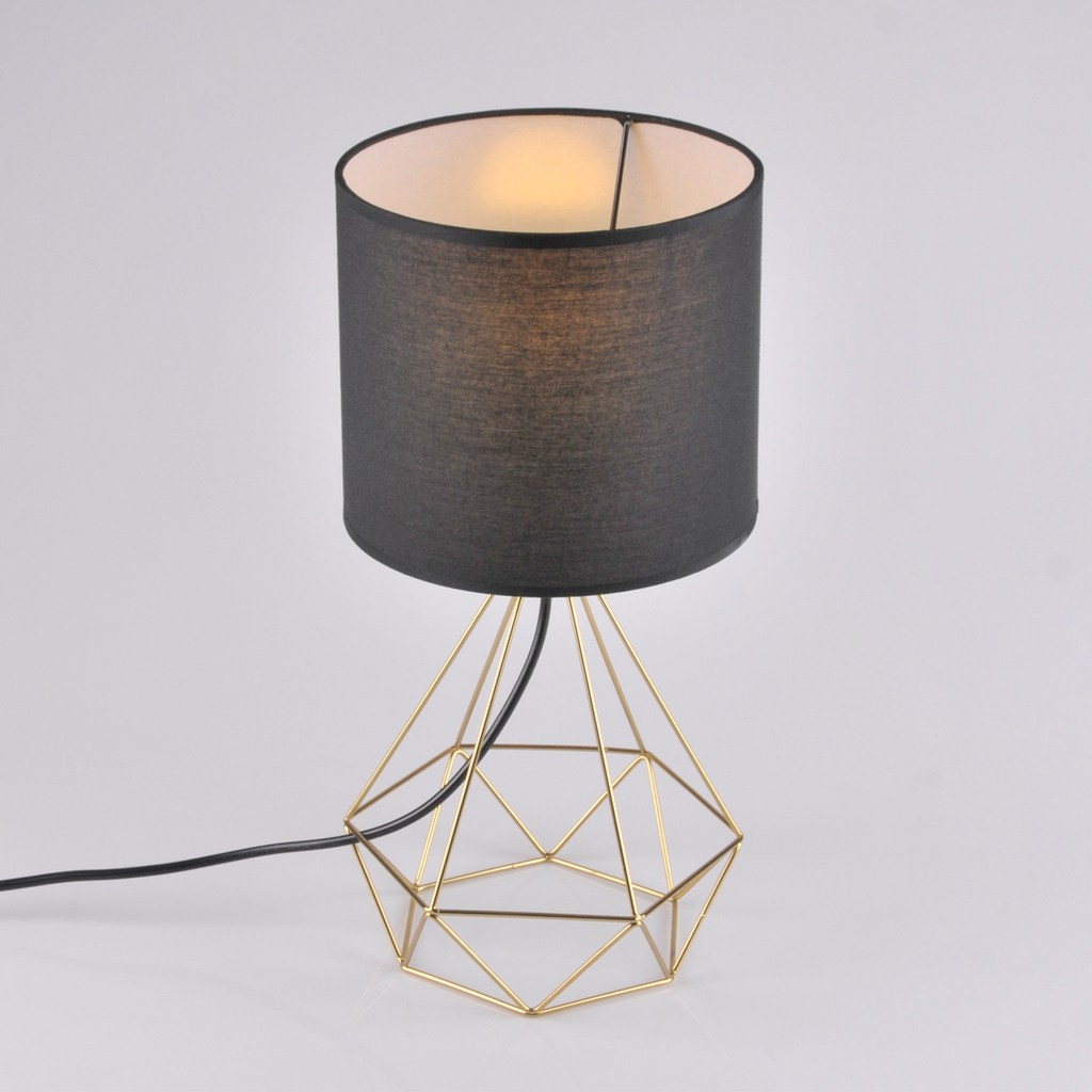 Černo-zlatá geometrická stolní lampa HIRA