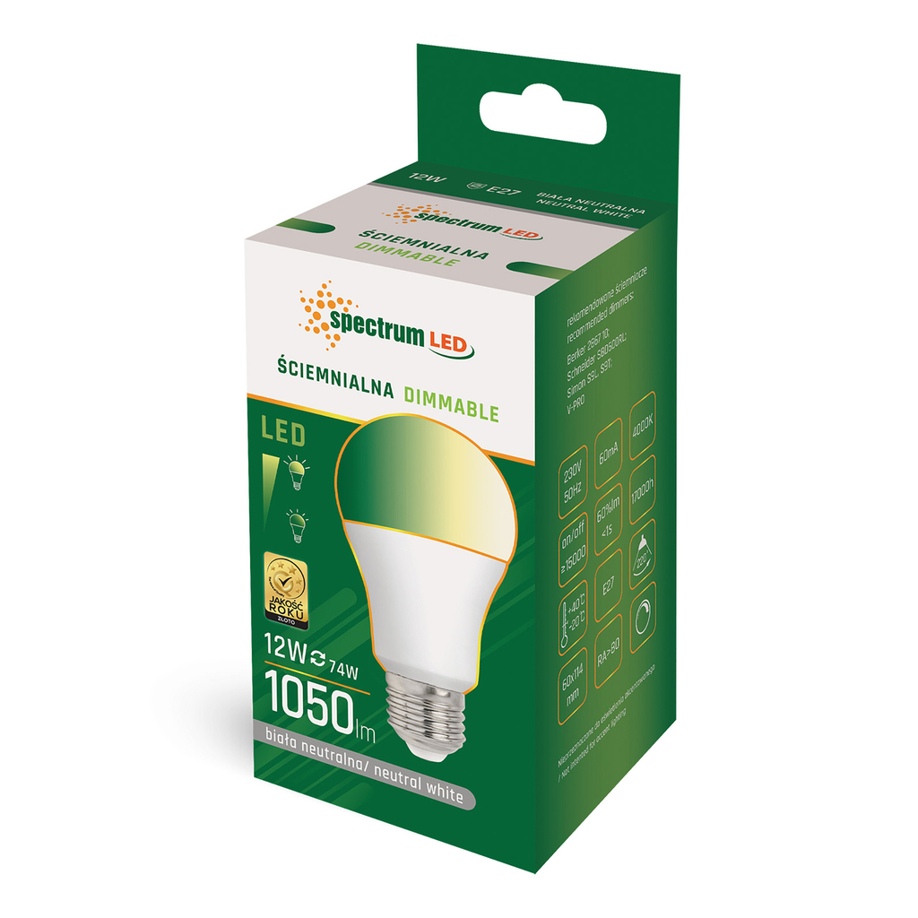 Žárovka LED E27 12W barva neutrální GLS DIMMABLE SPECTRUM