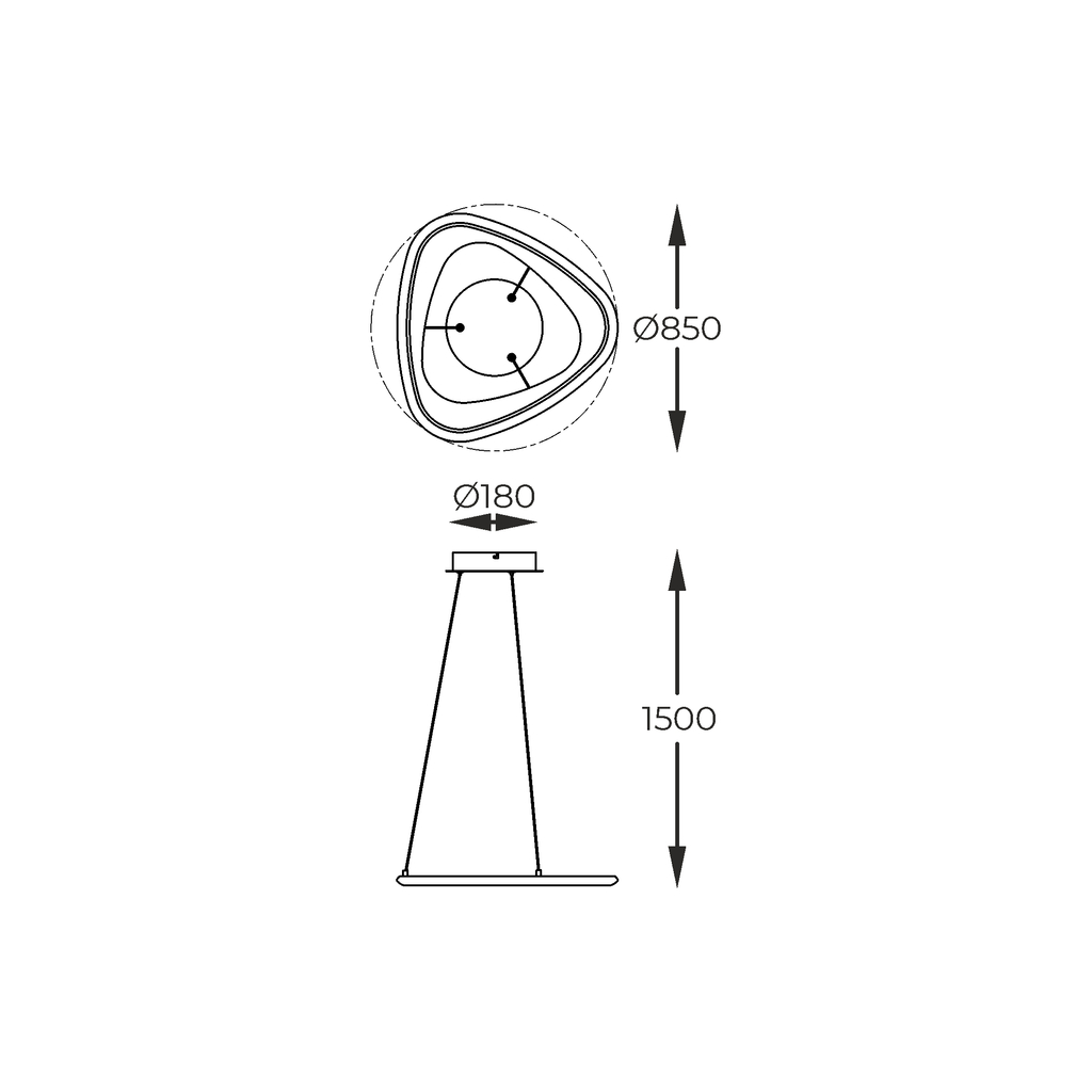 Závěsné LED svítidlo GETAFE 85 cm chrom černá