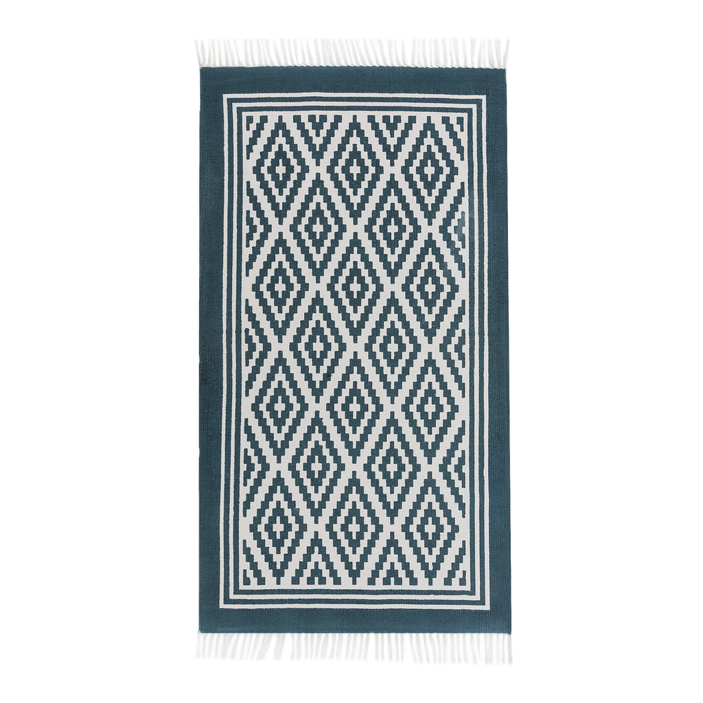 Modrobílý koberec do předsíně s kosočtvercovým vzorem SCANDI 80x150 cm