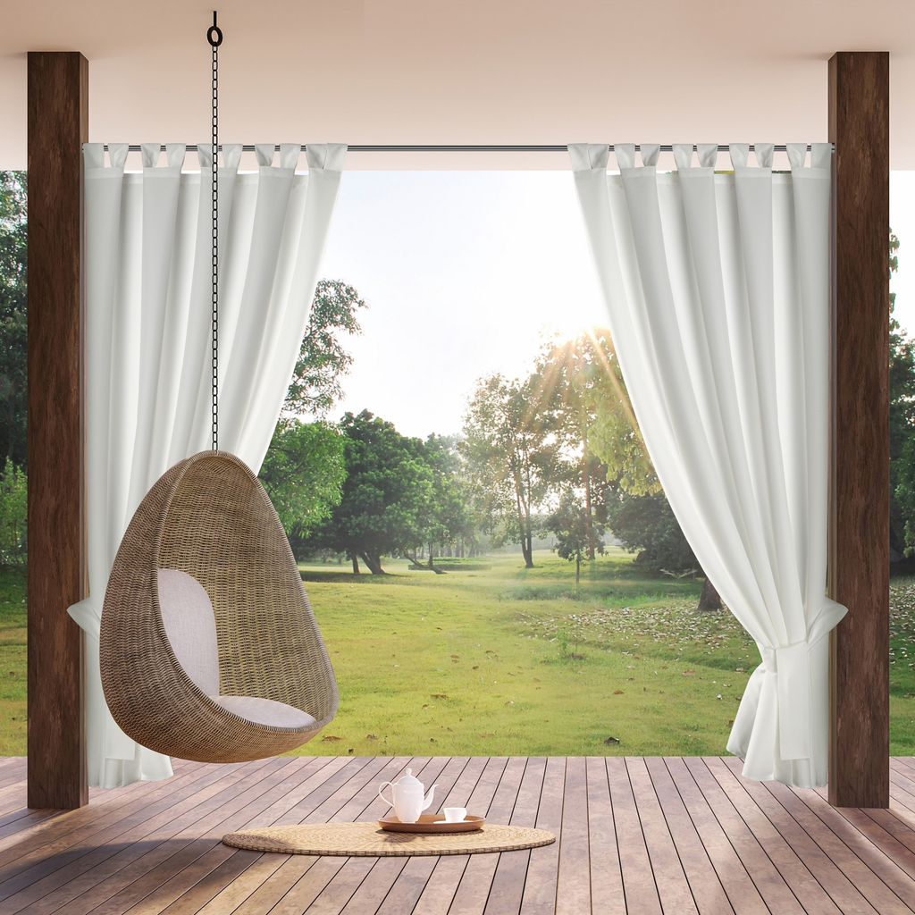 Závěs na terasu s pásky na suchý zip bílý GARDEN 155x220 cm
