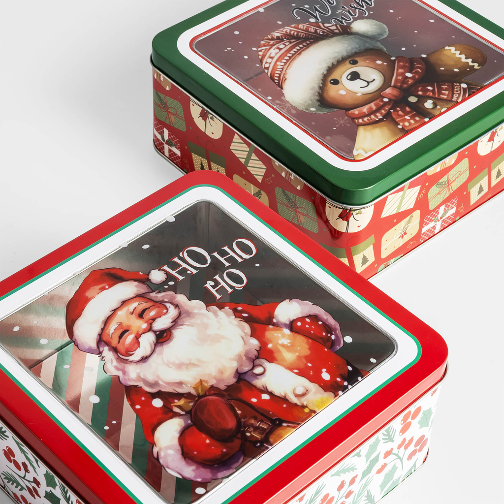 Plechová dóza čtvercová 19x19x8,5 cm MIX