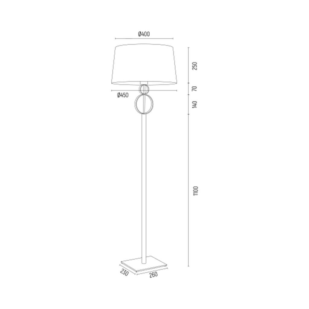 Černo-zlatá stojací lampa se stínidlem PERSEO
