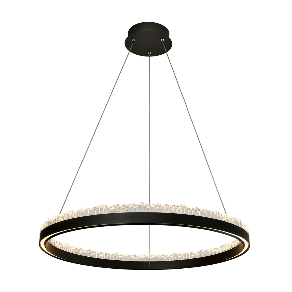Černé prstencové závěsné LED svítidlo REGI 60 cm