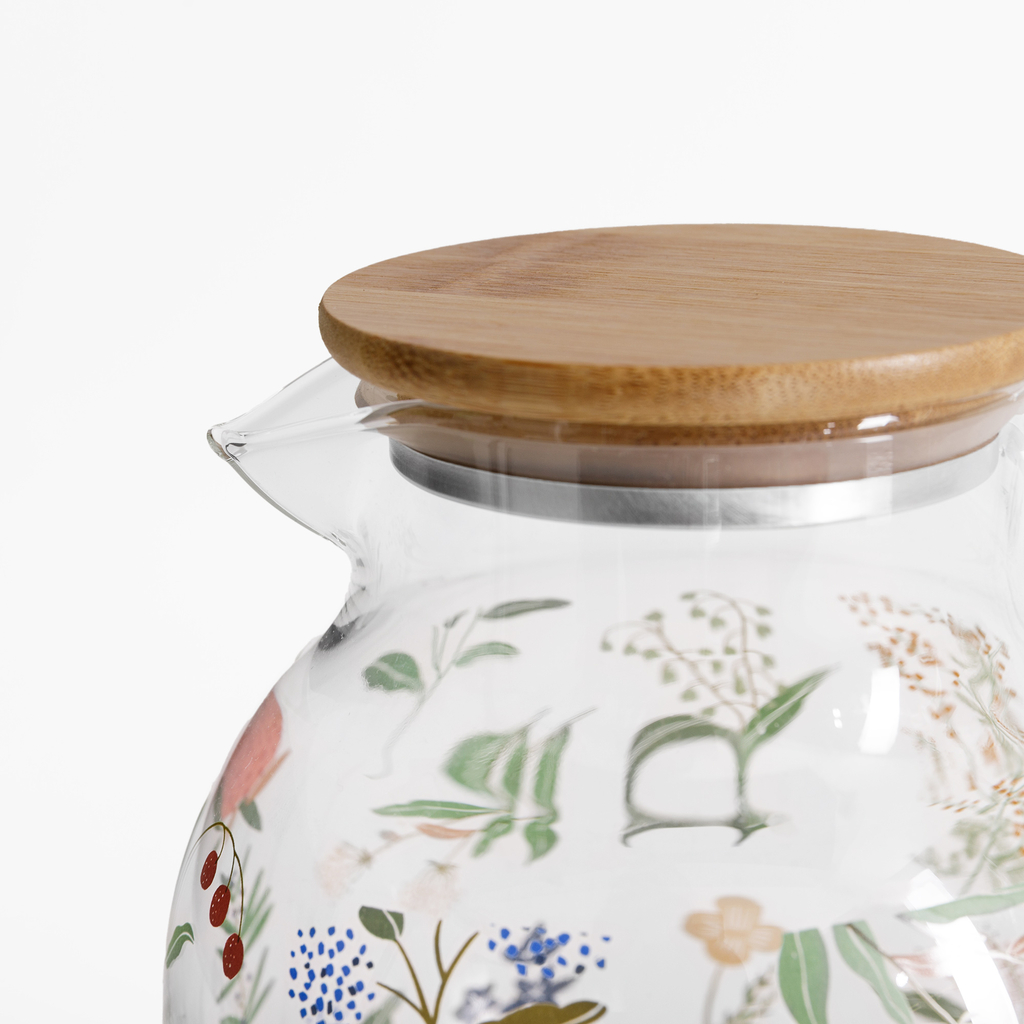 Džbán s bambusovým víkem KVĚTINY 1,6 l