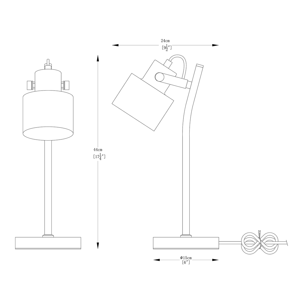 Lampa biurkowa DRACO w czarnym kolorze w ruchomym kloszem i okrągłą podstawą.