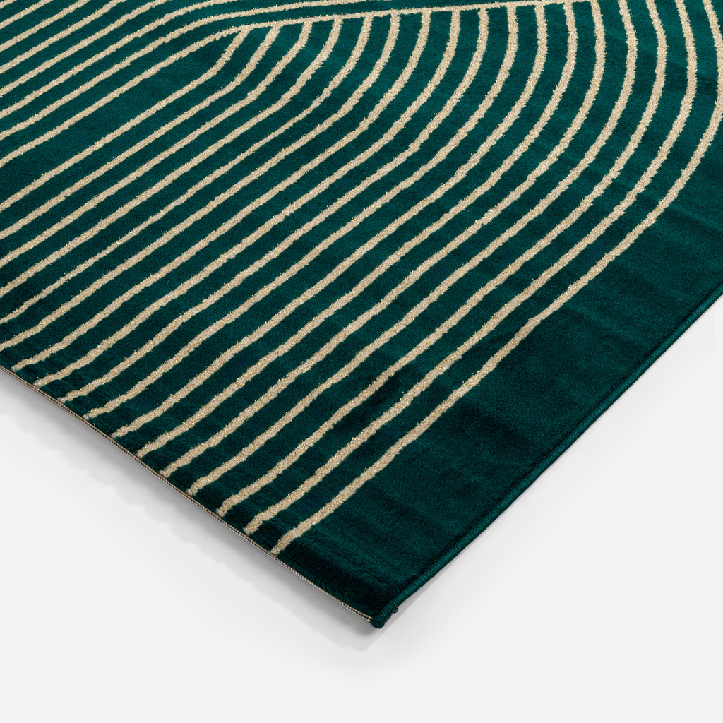 Geometrický zeleno-zlatý koberec CANNES 160x230 cm