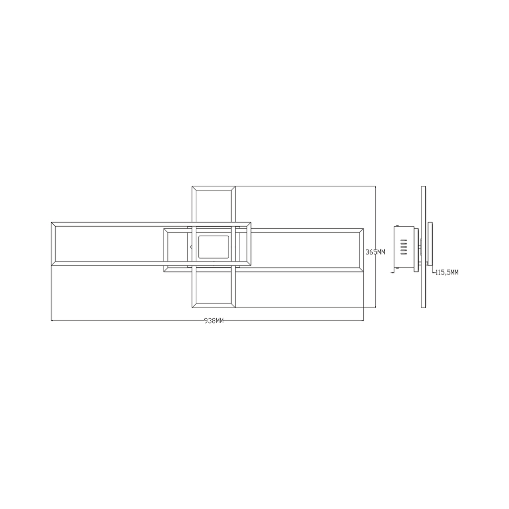 Lampa sufitowa LED ramka czarna LUMENZ z pilotem