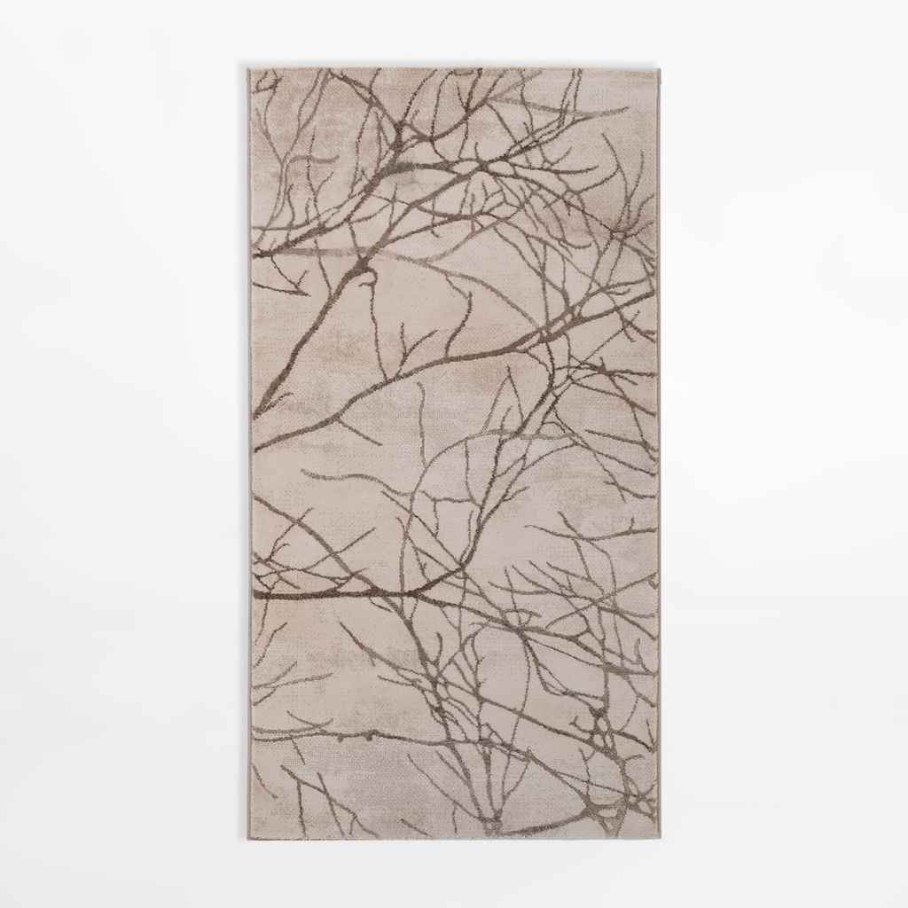 Krémový koberec s větvemi SPAZZIO 80x150 cm