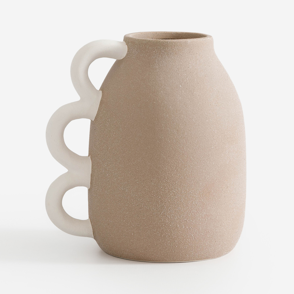 Keramická béžová váza s uchy 16,9 cm