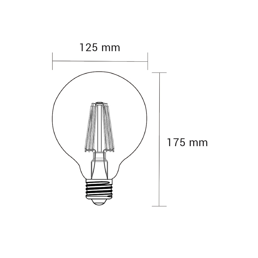 Dekorativní LED žárovka E27 6 W teplé barvy ORO-E27-G125-FL-AMBER-6 W