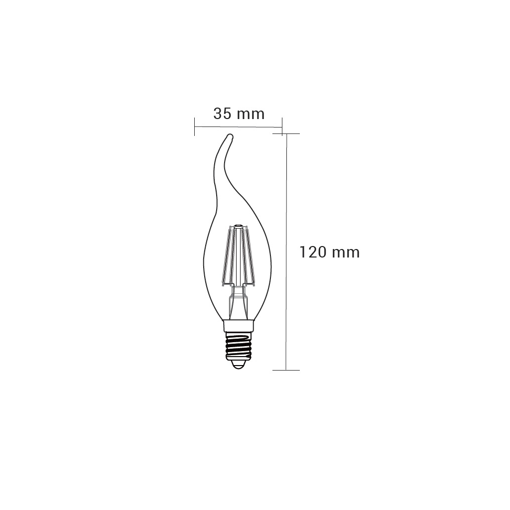 LED žárovka E14 4 W teplá barva ORO-E14-C35-FL-CLARO-FLAMI-4 W