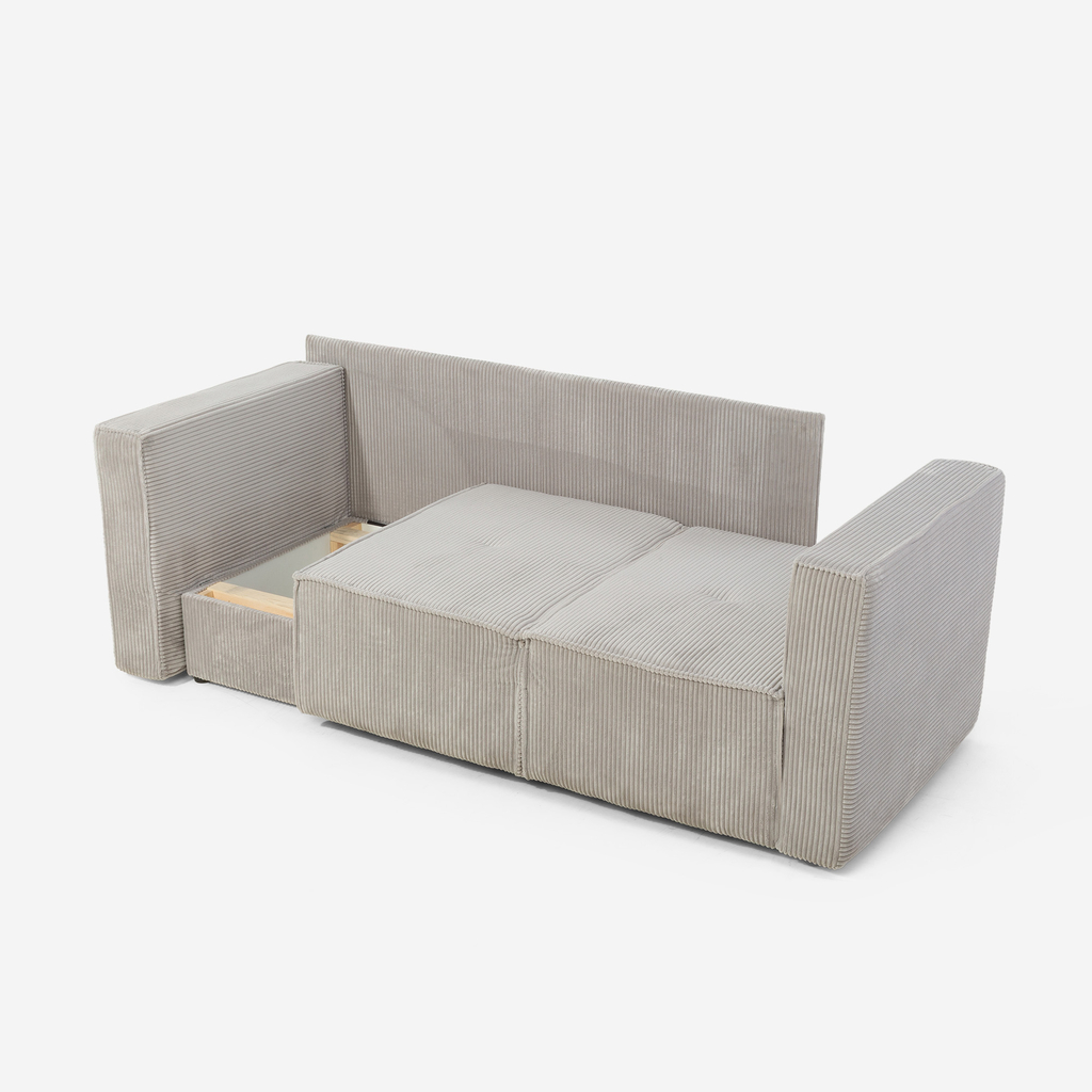 Manšestrová dvoumístná rozkládací pohovka LUSO levá