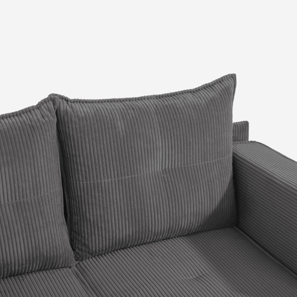 Manšestrová dvoumístná rozkládací pohovka šedá LUSO levá