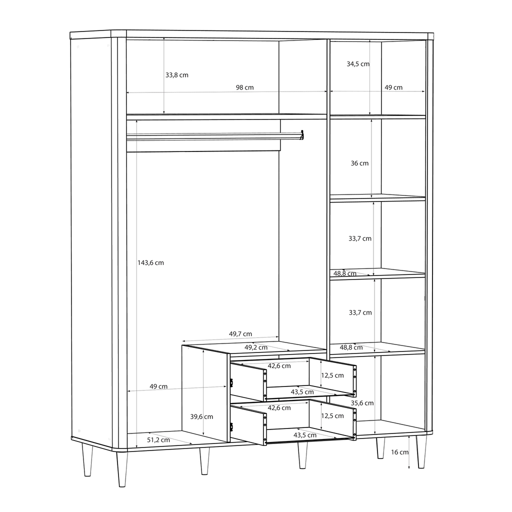 Šatní skříň 3-dveřová se zrcadlem LACETTI