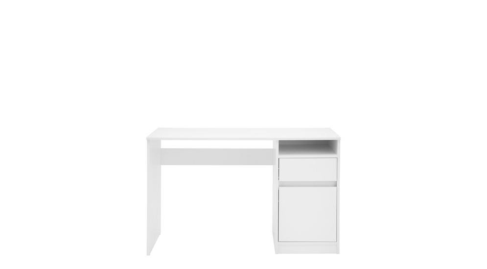 Bílý psací stůl se skříňkou a zásuvkou BILL