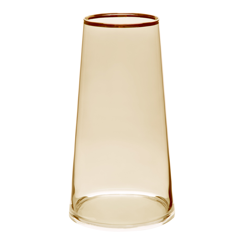 Jantarová skleněná váza se zlatým pruhem LISTER 28 cm