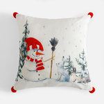 Vánoční povlak RETRO se sněhulákem bílý 45x45 cm