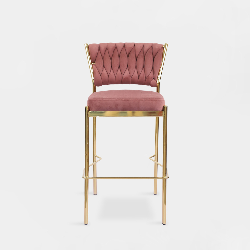 Barová židle na zlatých nohách růžová LIANA
