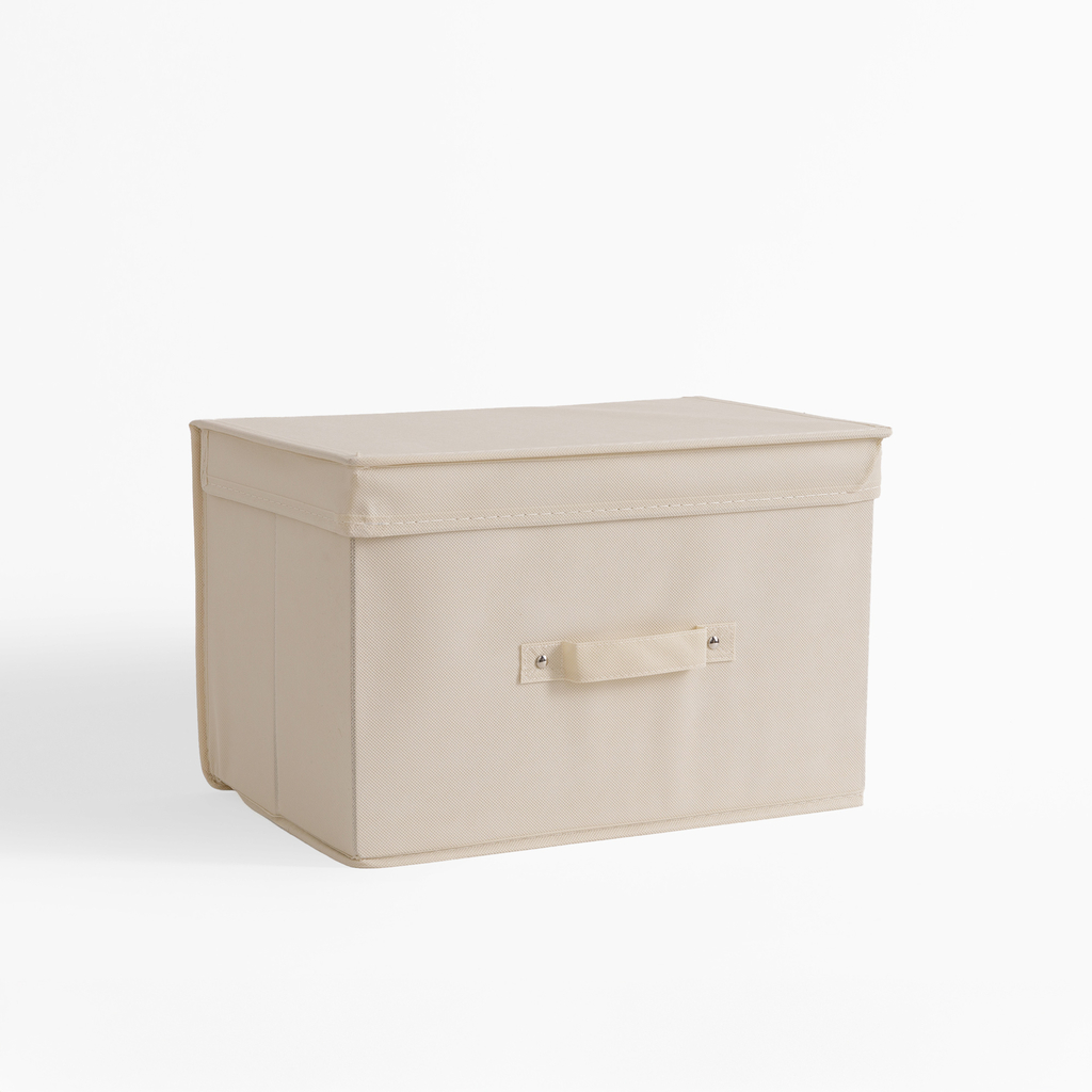 Béžový skládací box s víkem 28x28x28 cm