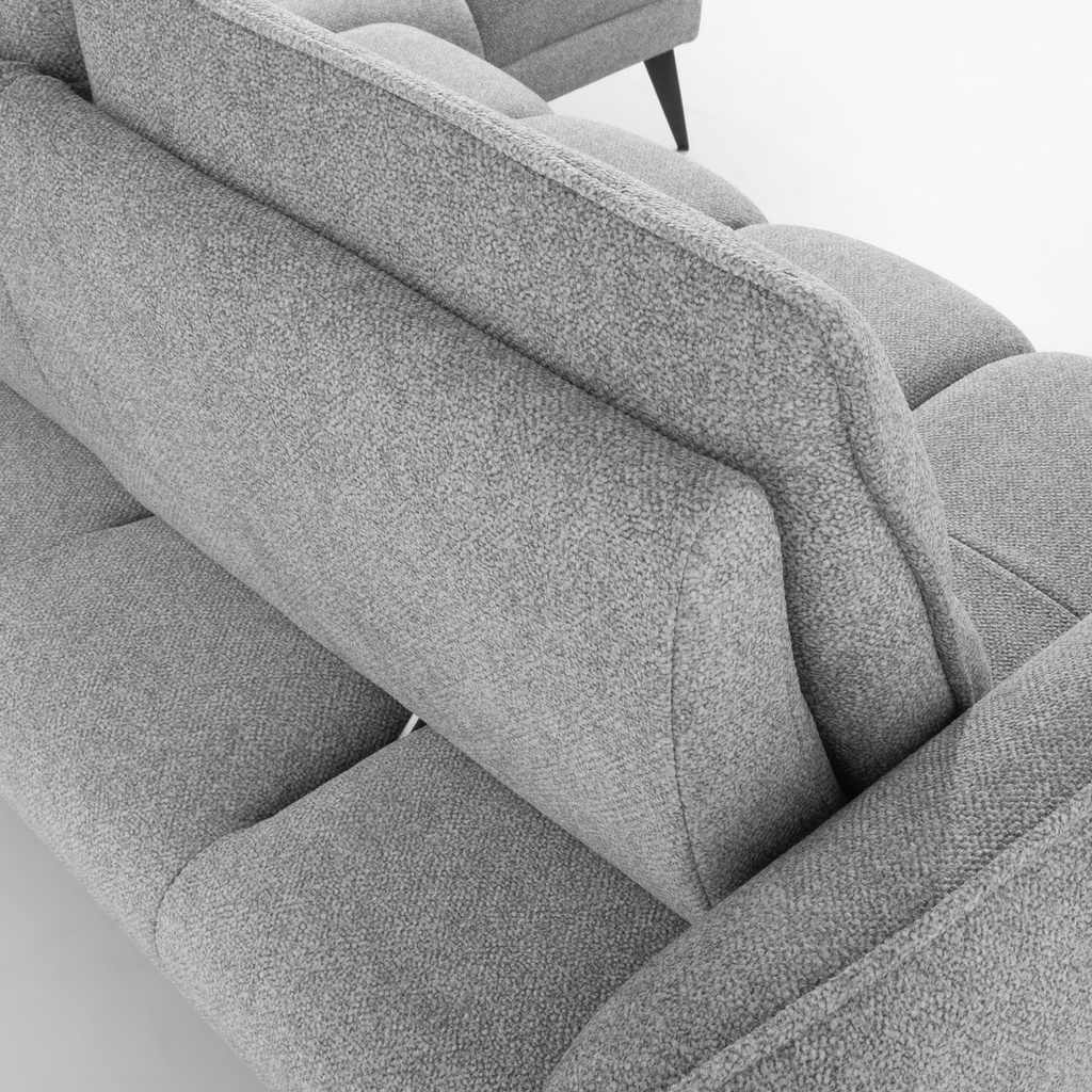 Rohová sedačka s nastavením hloubky sedáku šedá CAMPINA MINI pravá