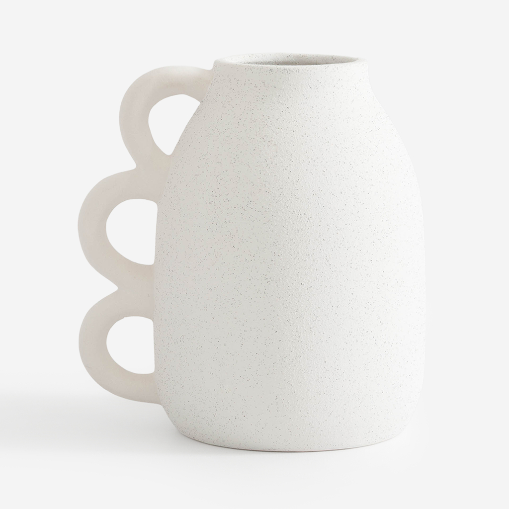 Keramická bílá váza s uchy 16,9 cm