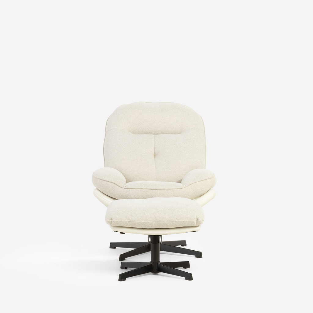 Otočné čalouněné křeslo s podnožkou béžové KIRA