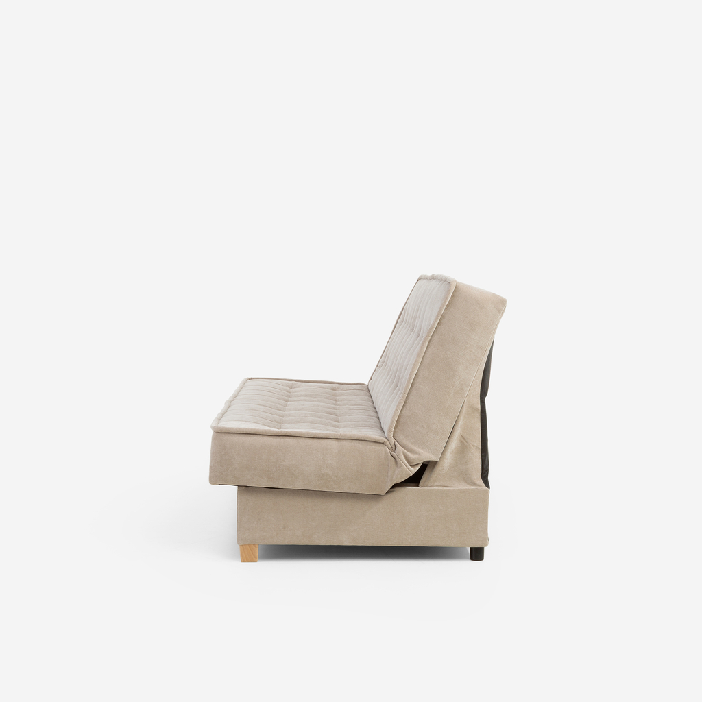 Béžová prošívaná rozkládací pohovka MIKO